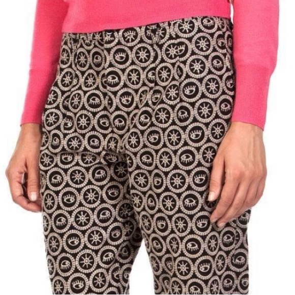 GORMAN Eyes To The Sun Black Embroidered Cotton High Waisted Office Pants - Picture 3 of 10